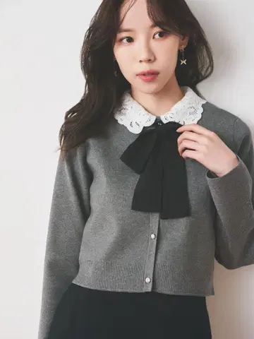 [ WEB 한정판 ] 탈착식 레이스 칼라 가디건