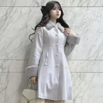 TITTY&CO. 비쥬 버튼 A라인 코트 라이트 블루