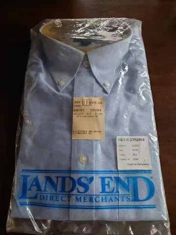 Lands' End 노다림질 라이트 블루 셔츠 41-84