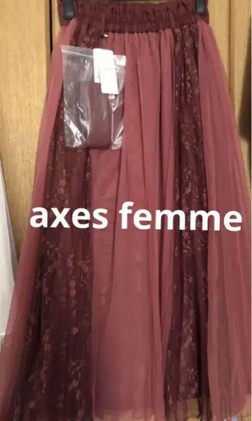 axes femme 레이스 x 튤 미디 스커트 새상품