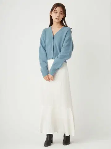 FRAY I.D 스티치 새틴 롱 스커트 아이보리