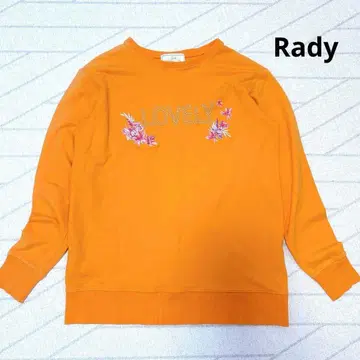 레이디 오렌지 트레이닝복 꽃무늬 자수 스톤 장식 크루넥 F