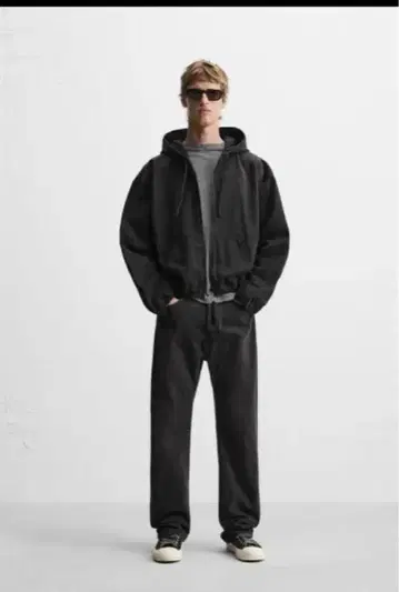 ZARA 워시 데님 후드티