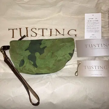 타스팅 TUSTING 영국제 가죽 남성용 파우치 그린 카모플라주