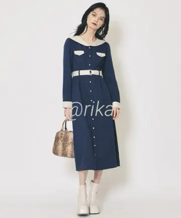 레이디 아젤 BIG 세일러 카라 롱 원피스