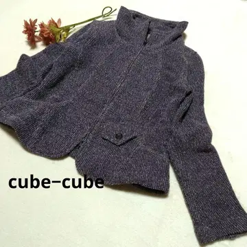cube-cube 보라색 니트 집업 블루종 M 센소유니코