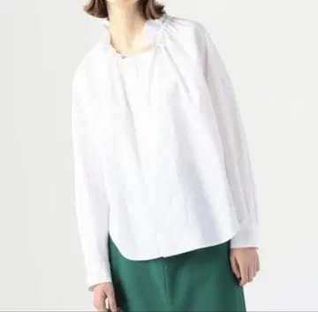 파인 코튼 브로드 개더 보타이 블라우스 size 36 MACPHEE