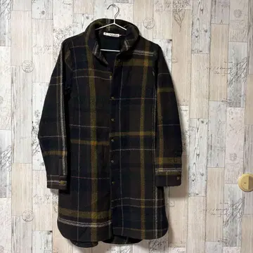 Pallas Palace 체크 무늬 셔츠 원피스 긴팔 울 가을~겨울