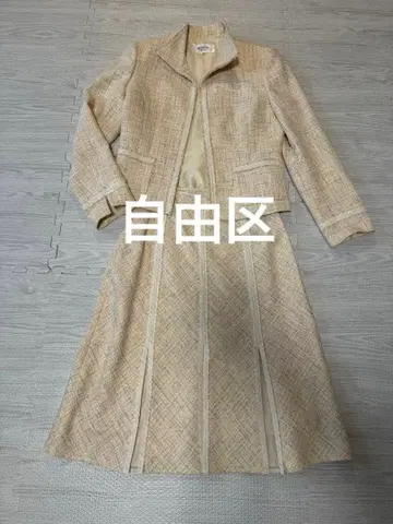 자유구 트위드 스커트 노카라 자켓 셋업