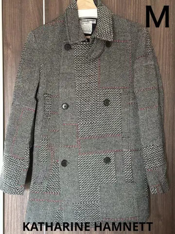 KATHARINE HAMNETT 체크 무늬 피코트 M