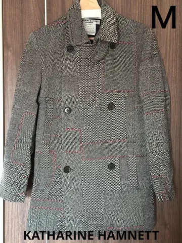 KATHARINE HAMNETT 체크 무늬 피코트 M