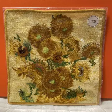 새상품 FEILER 고흐 미술관 해바라기 무늬 손수건 30x30cm