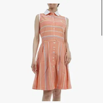 먼싱웨어 원피스 슬리브리스 린넨 혼방 보더 M 사이즈