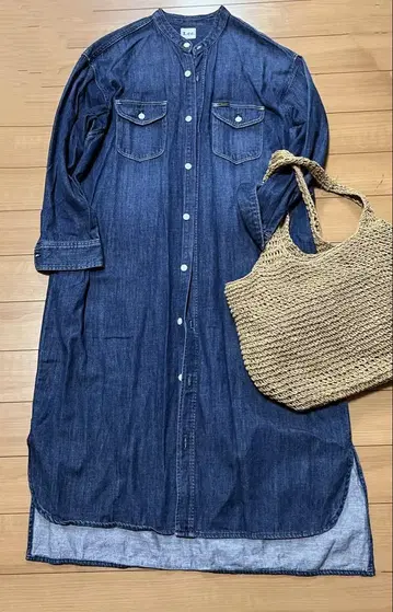 리 x 그린 레이블 리랙싱 데님 셔츠 원피스