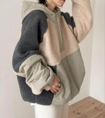 wee9s 오버 사이즈 보아 후디 블루종