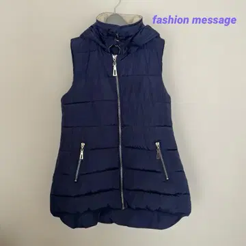 패션 메시지 충전솜 다운 베스트 네이비 실루엣 예쁨