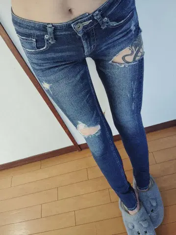 제이다 사이드립드 스키니 데님 팬츠