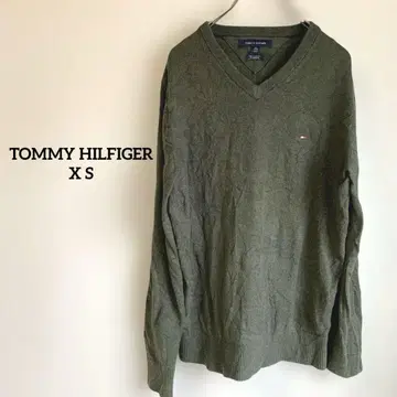 TOMMY HILFIGER 올리브 그린 스웨터 [ XS ] 원 포인트