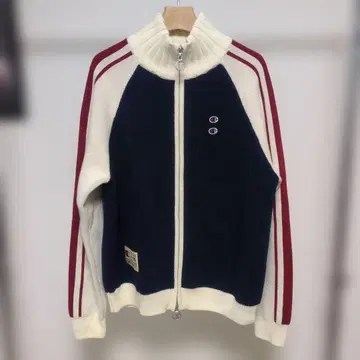 ZARA x Champion 니트 자켓 네이비/아이보리/레드