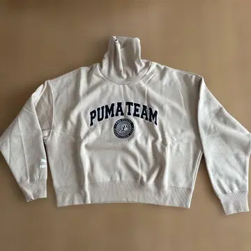 미사용 새상품 여성용 PUMA TEAM 하이넥 트레이닝복 베이지 속기모