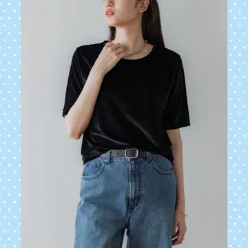 크루레 crewre 시어 벨로아 크루넥 T 블랙 2