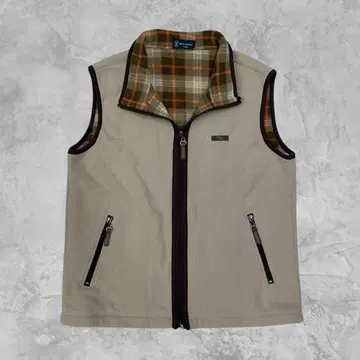 vintage Milee Mclean 플리스 베스트 체크 속기모 방한