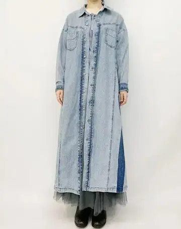 Cotopone 데님 플리츠 코트 원피스