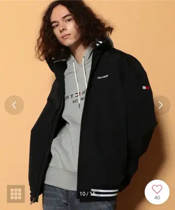 TOMMY HILFIGER 로고 나일론 블루종