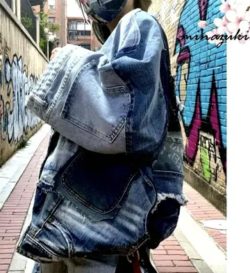2way 데님 패치워크 판초 자켓 or 블라우스