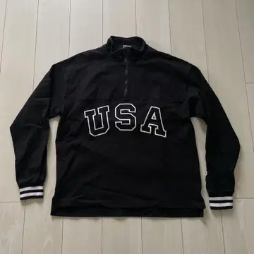 champion 롱T 긴팔T셔츠 하프 지퍼 라인 리브 USA 로고