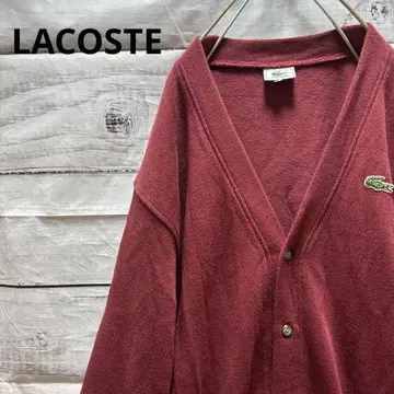 LACOSTE 가디건 원포인트 로고 보르도 면 구제 의류 90s