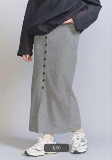 [ 유나이티드 애로우즈 ] 라메 프론트 버튼 스커트