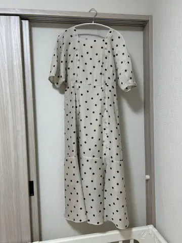 물방울 패턴 롱 원피스 반팔