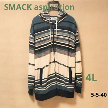 SMACK ASPIRATION 스트라이프 디자인 풀 집업 후드티 4L