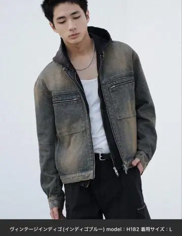 VINTAGE WASHED DENIM ZIP MOTO JACKET