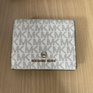 MICHAEL KORS 접이식 지갑 화이트 브라운 MK 로고