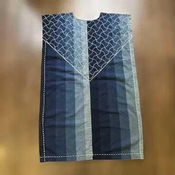 네이비 나염 자수 슬리브리스 튜닉 다크 블루 그레이
