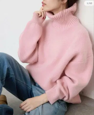 SLOBE IENA 워셔블 퍼리 더블 페이스 터틀 니트