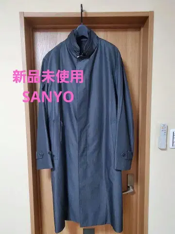 새상품 코트 남성용 SANYO 스탠드 카라 차콜 스트라이프