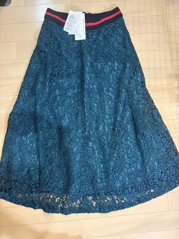 js works 그린 레이스 롱 스커트