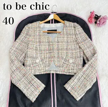 [ 새상품급 ] to be chic 40 노카라 자켓 멀티 컬러 아이보리