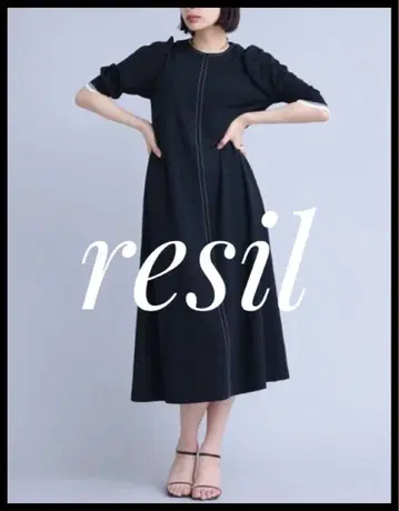 시착만 한 상품 resil (레질) 라인 리브 슬리브 원피스 블랙