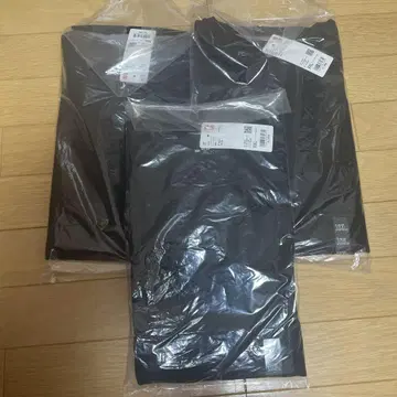 UNIQLO 코튼 라운드 헴 T 긴팔 블랙 3장 세트