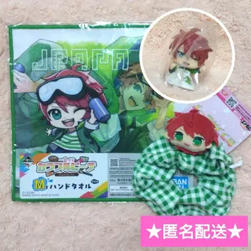 컬러풀 피치 마스코트 부착 스크런치 & 핸드 타월 & 오네무탄 [자파파]