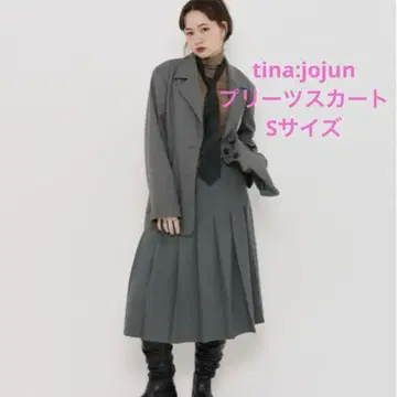 [ tina:jojun ] 그레이 플리츠 스커트 무릎 기장 S 사이즈