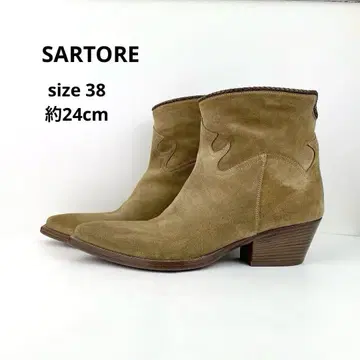 SARTORE 사토레 웨스턴 부츠 38 스웨이드 베이지 이탈리아제