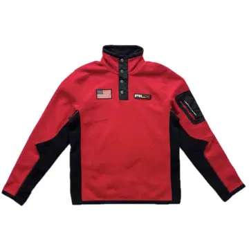 [새상품급] RLX 랄프 로렌 플리스 하프 버튼 지퍼 빨간색 레드 S