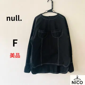 null. 널 백 오픈 배색 스티치 코튼 블라우스 블랙 F