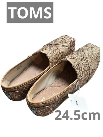 새상품 TOMS 슬립온 골드 글리터 레이스 24.5cm