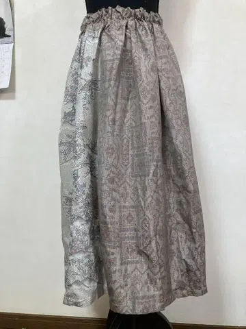 기모노 리메이크 그레이 계열 오시마 명주 절개 스커트